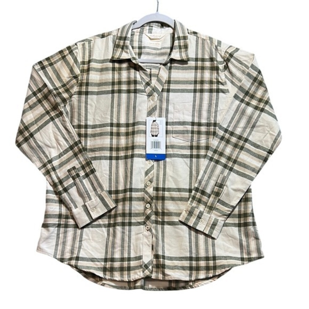 Weatherproof Vintage Comfort Stretch Plaid Button-Up Shirt Long Sleeve Large NWT